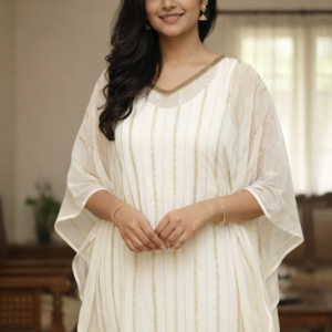 dyeable lurex georgette kaftan